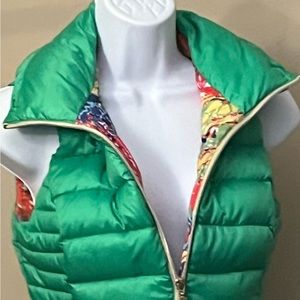 Lilly Pulitzer green/chartreuse puff vest with gold tone zipper XS